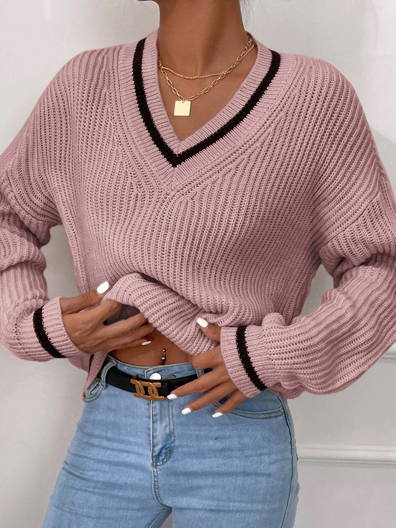 Preppy V-neck Sweater