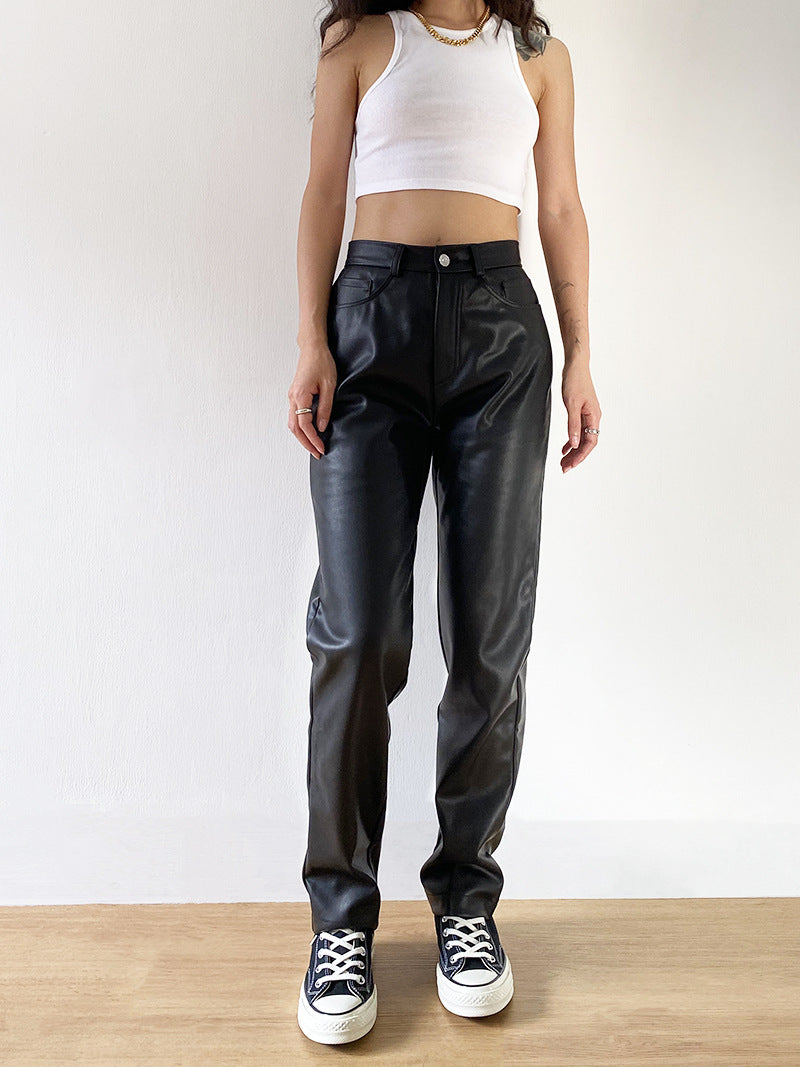 Pantalon Cuir Taille Haute