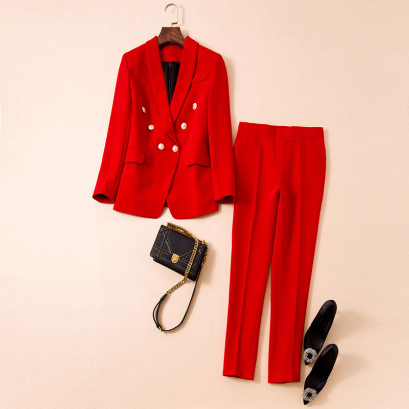 Red Nine-Point Suit Set