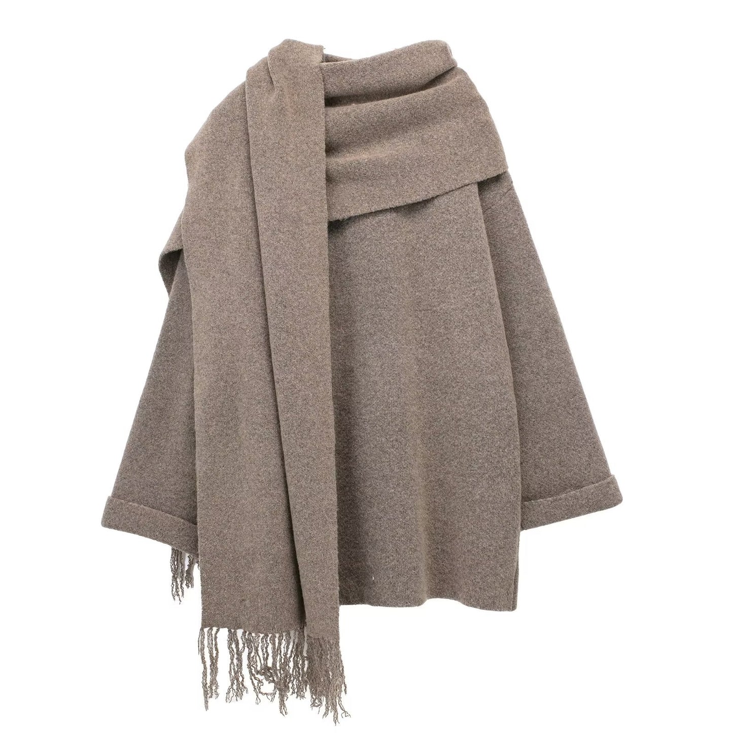 Manteau Scarf Cape Midi Knitted