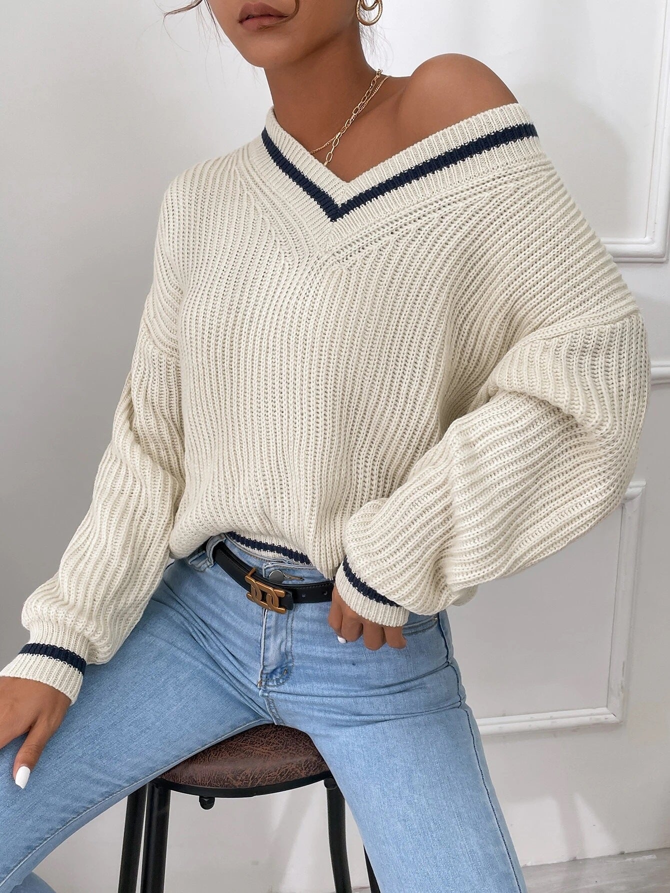 Preppy V-neck Sweater