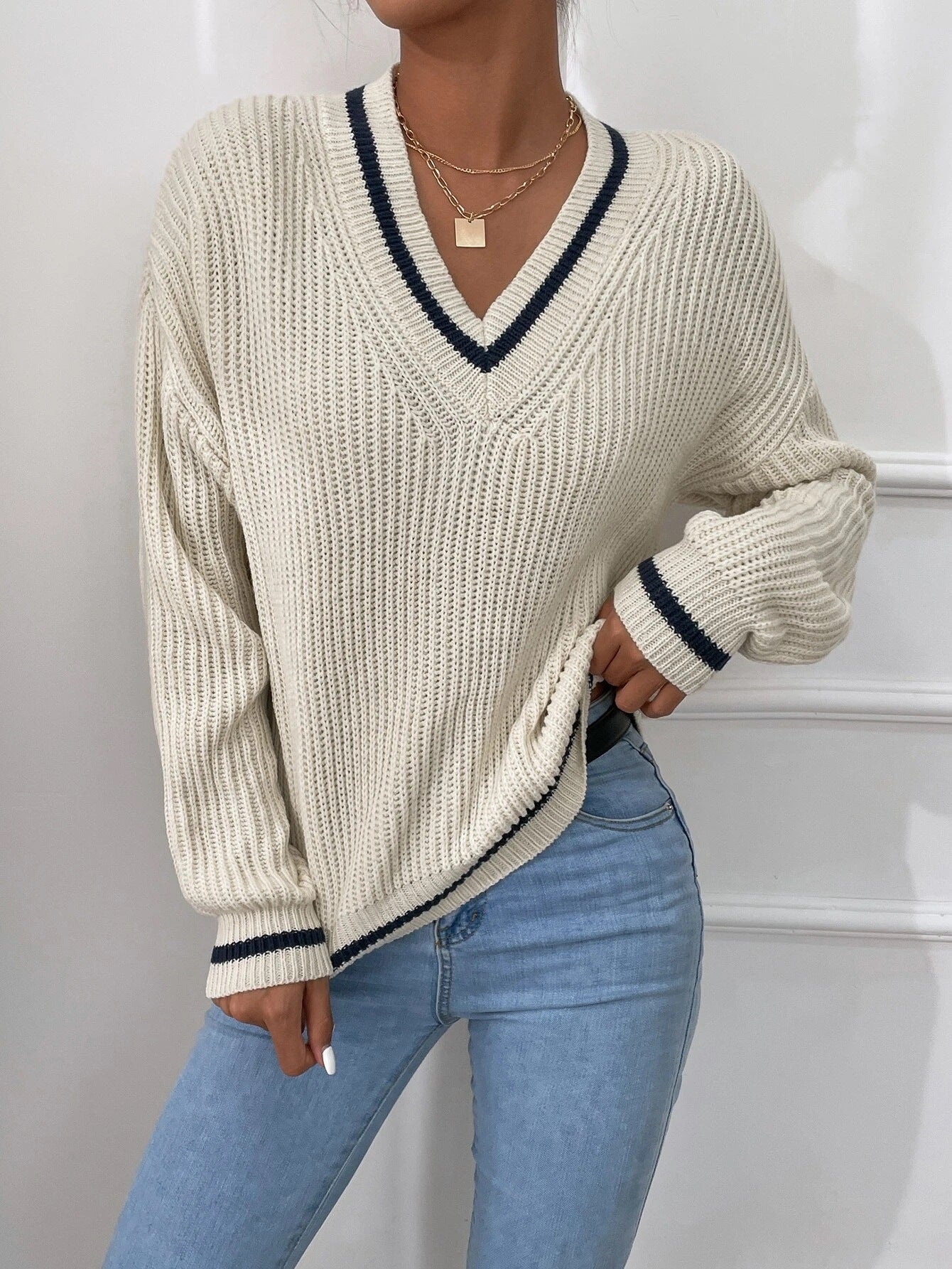 Preppy V-neck Sweater