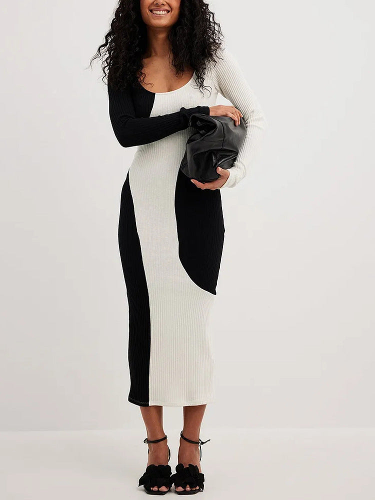 Black And White Knitted Dress