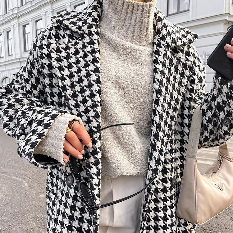 Houndstooth Loose Coat