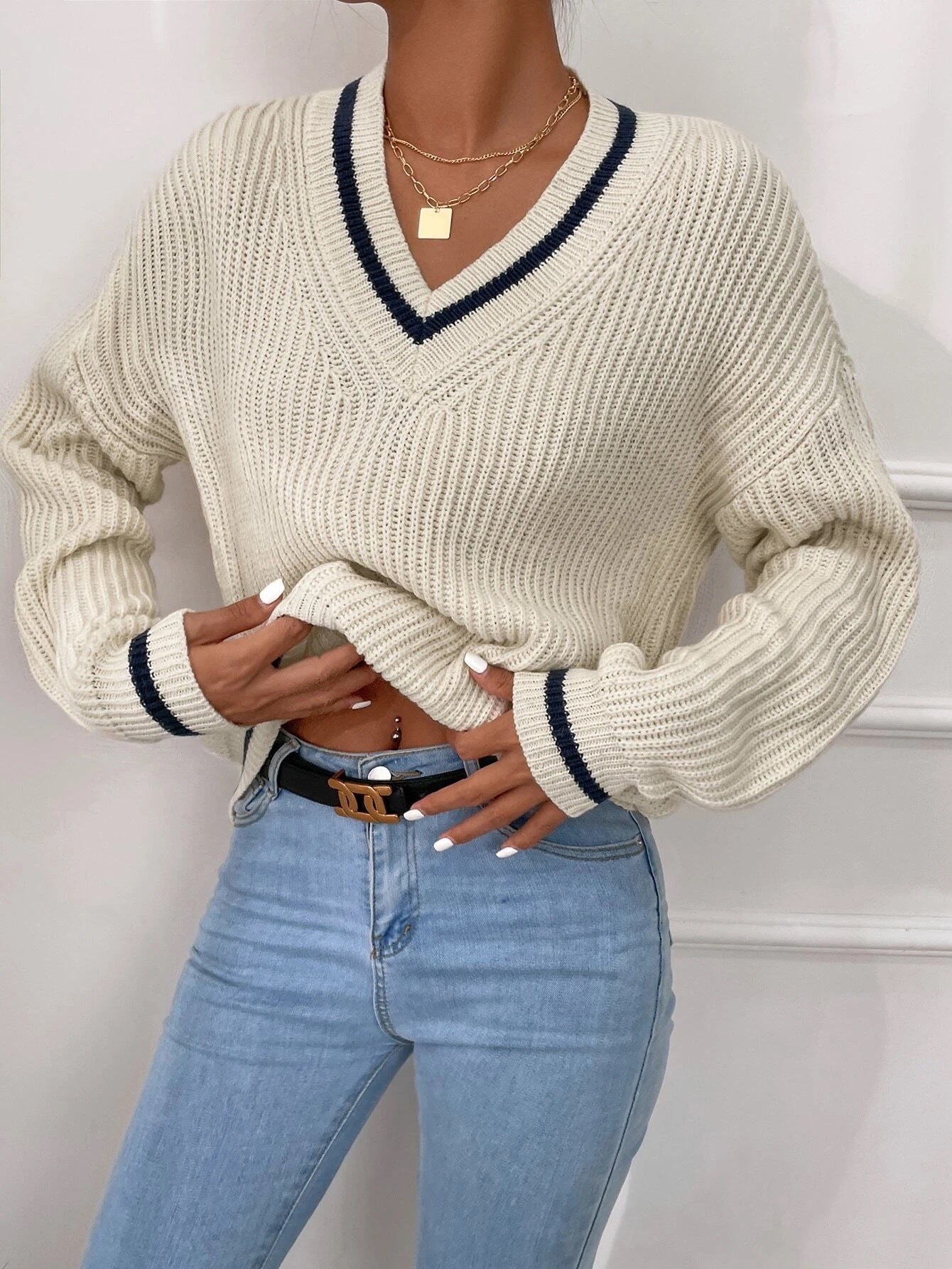 Preppy V-neck Sweater