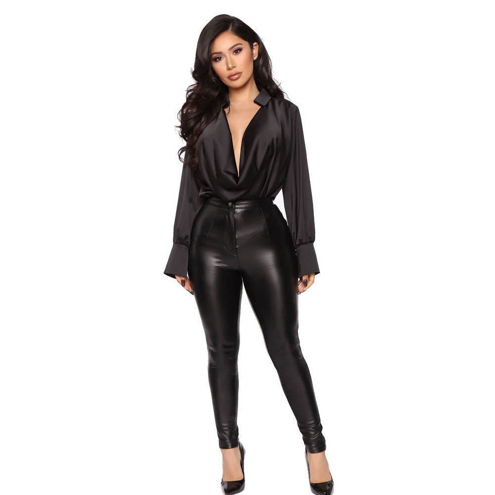 Temperament Sexy Satin Shirt