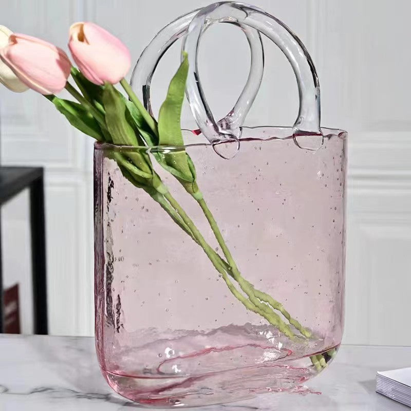 Home Bag Portable Transparent Glass Vase