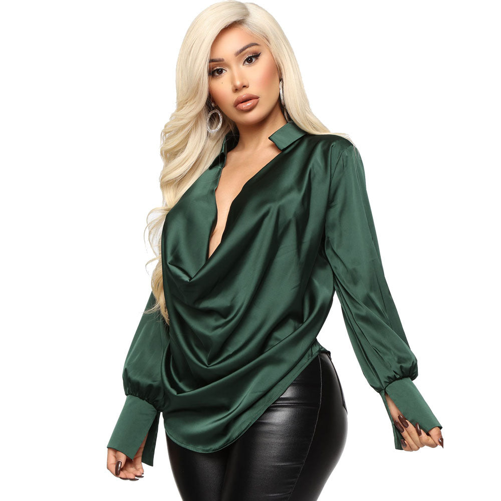 Temperament Sexy Satin Shirt