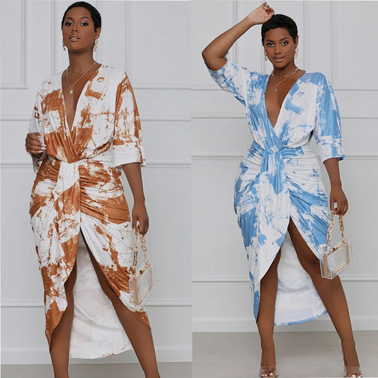 Robe V-neck Print (grande taille)