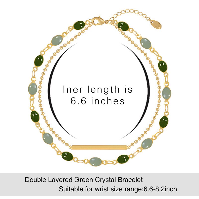 Bracelet Green Crystal Charm